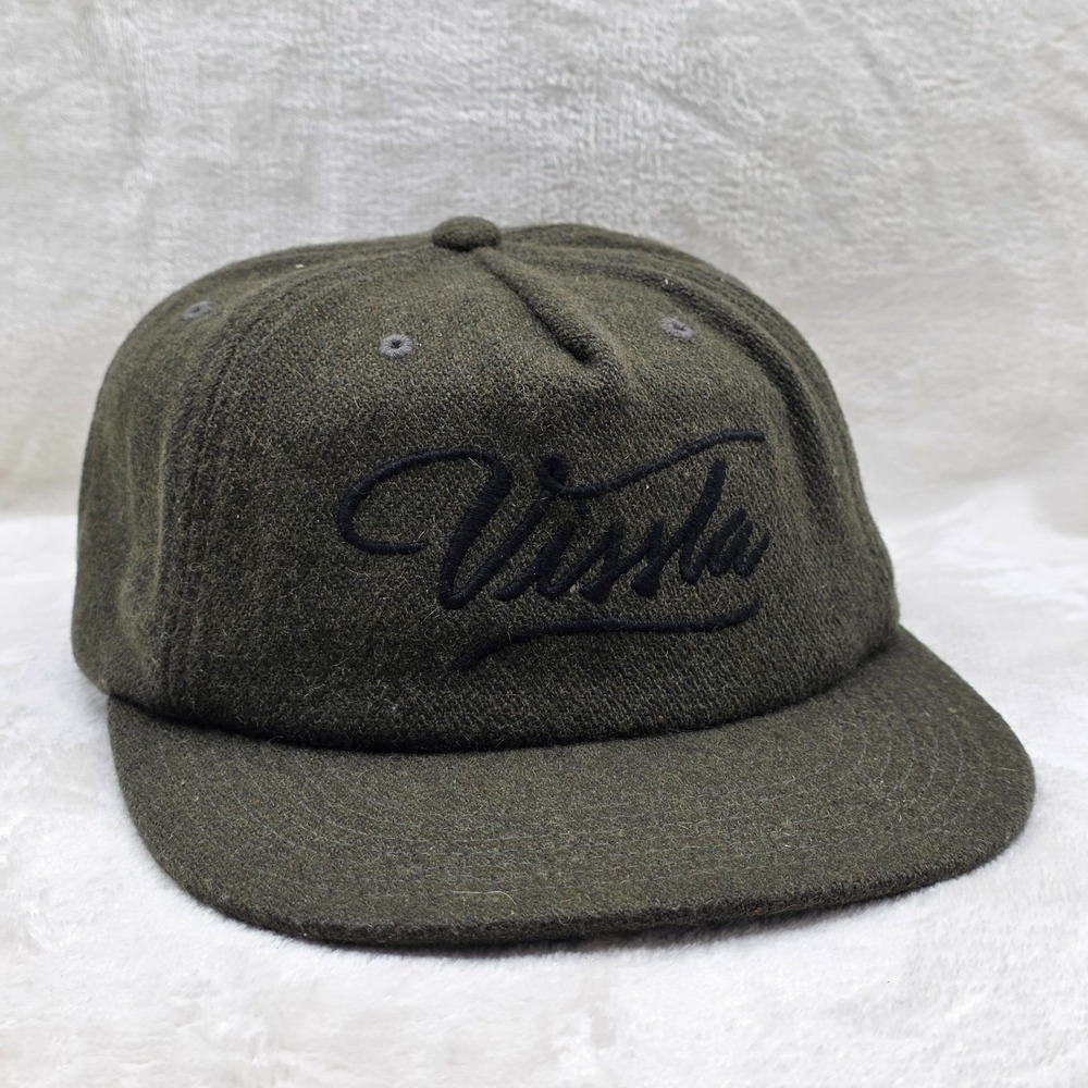Vissla Hat Cap Strap Back Olive Green Wool Script Logo Surf‎ Outdoors Streetwear